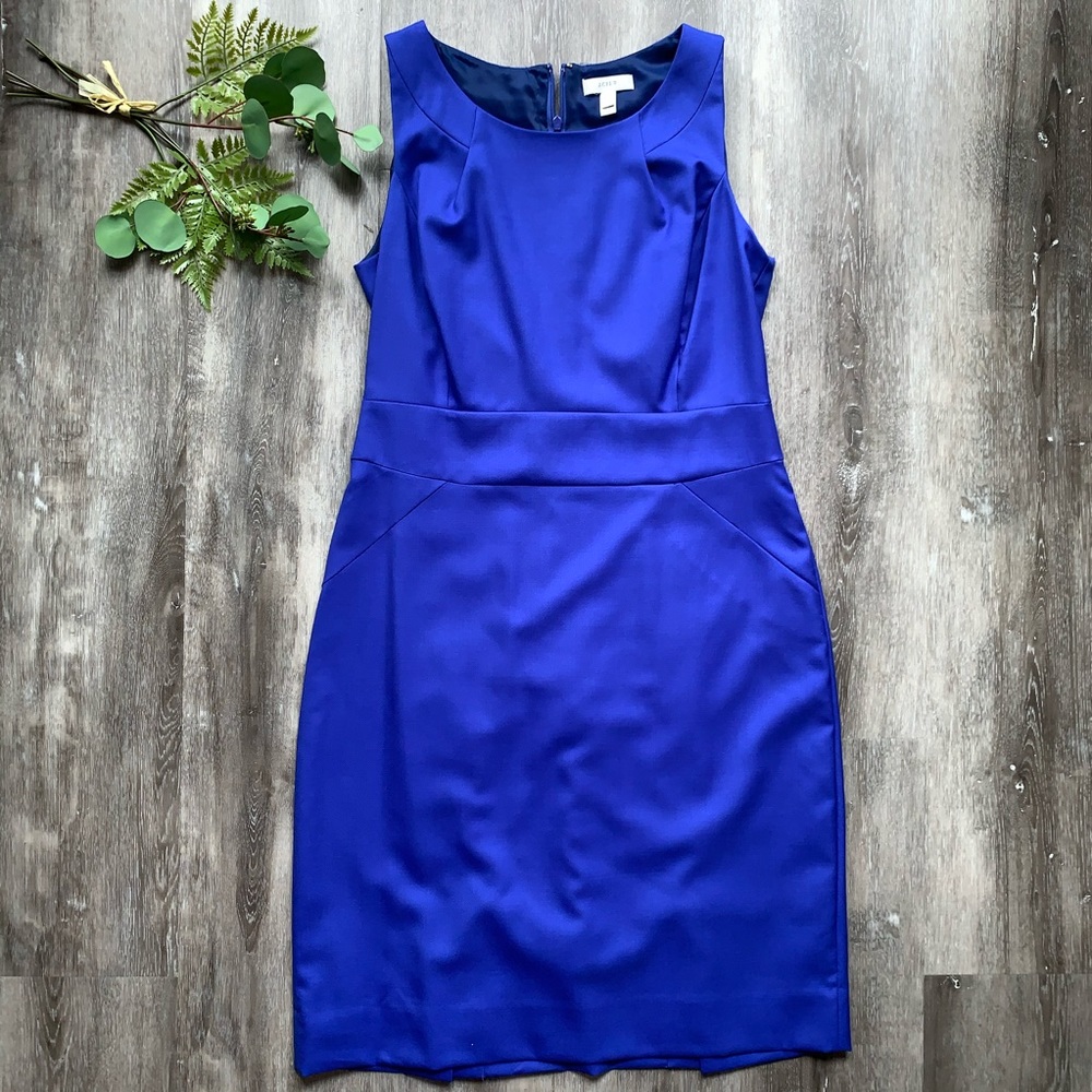 J. Crew Blue Sleeveless 100%  Wool Sheath Dress